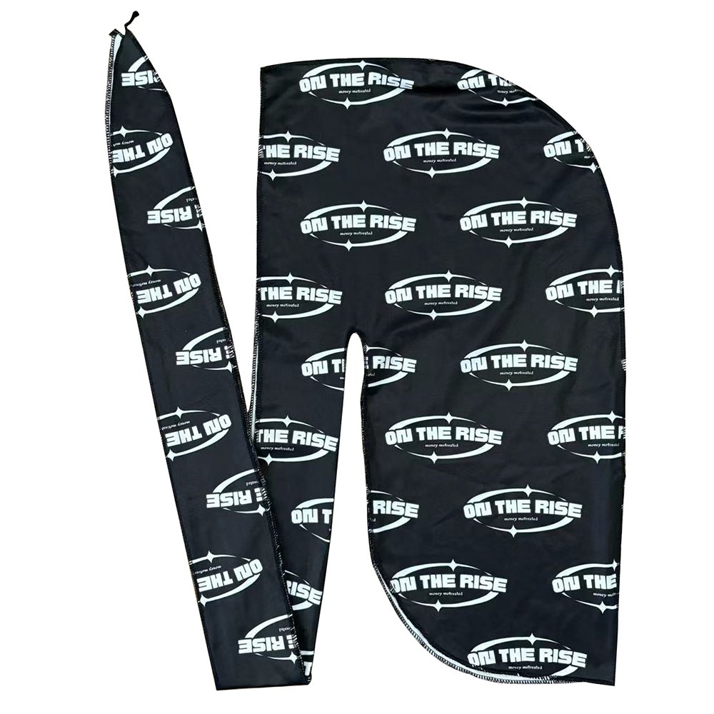 Wholesale Luxury Printed Silk Extra Long Tie Bandana Durag Silky Satin Custom Logo Designer Wave Durags for Men