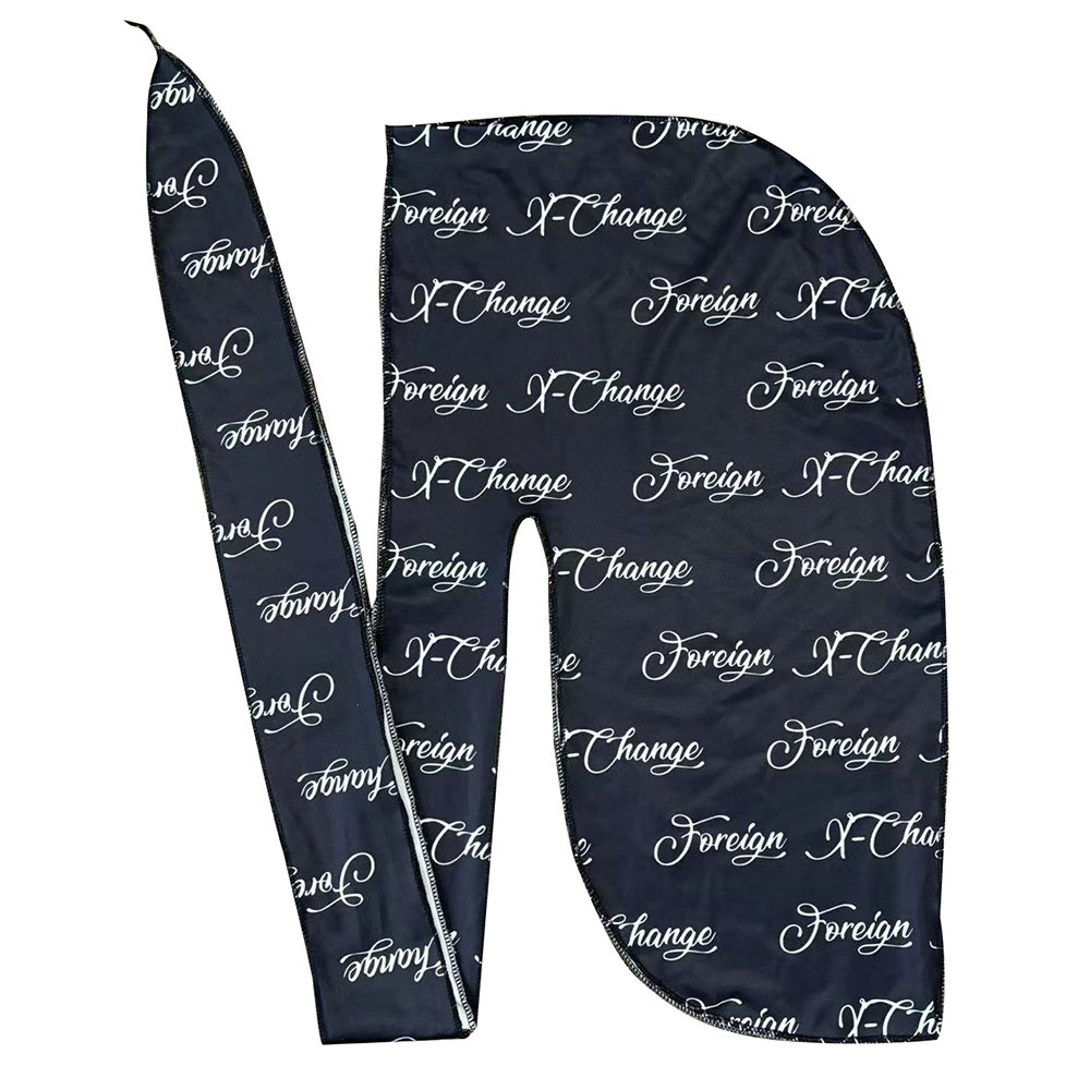 Wholesale Luxury Printed Silk Extra Long Tie Bandana Durag Silky Satin Custom Logo Designer Wave Durags for Men