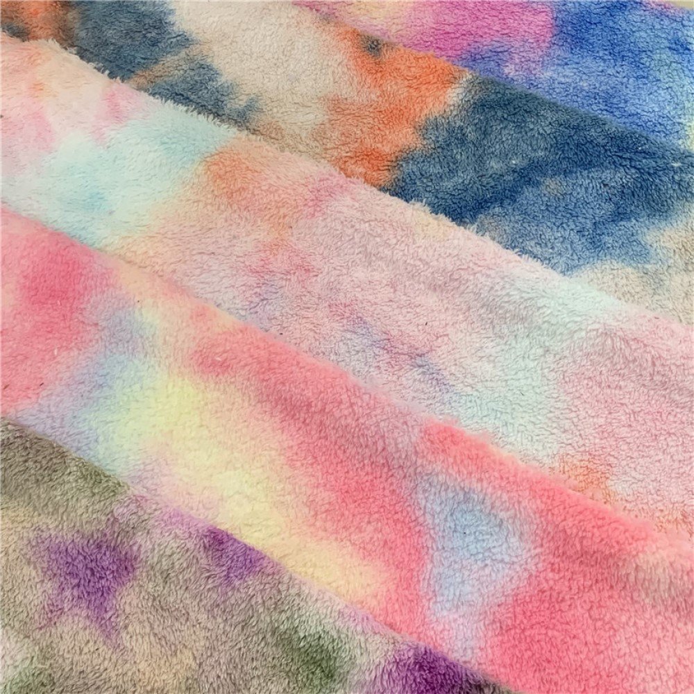 Factory Direct Sales 160x90cm Tie Dye Arctic Wool Fabric Quality Excellent Soft Sewing Fabric DIY Handmade Faux Fur Fabric