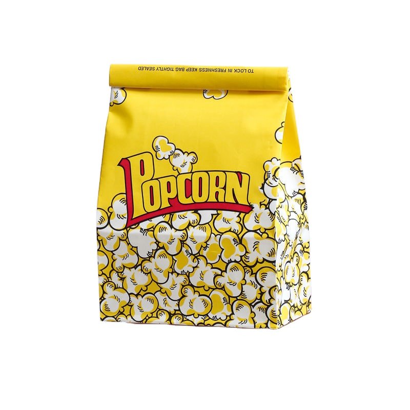 Wholesale Custom Greaseproof Paper Bread Coffee Popcorn Bag Tin Tie White Kraft Cotton Food Paper Bag Packaging With Window