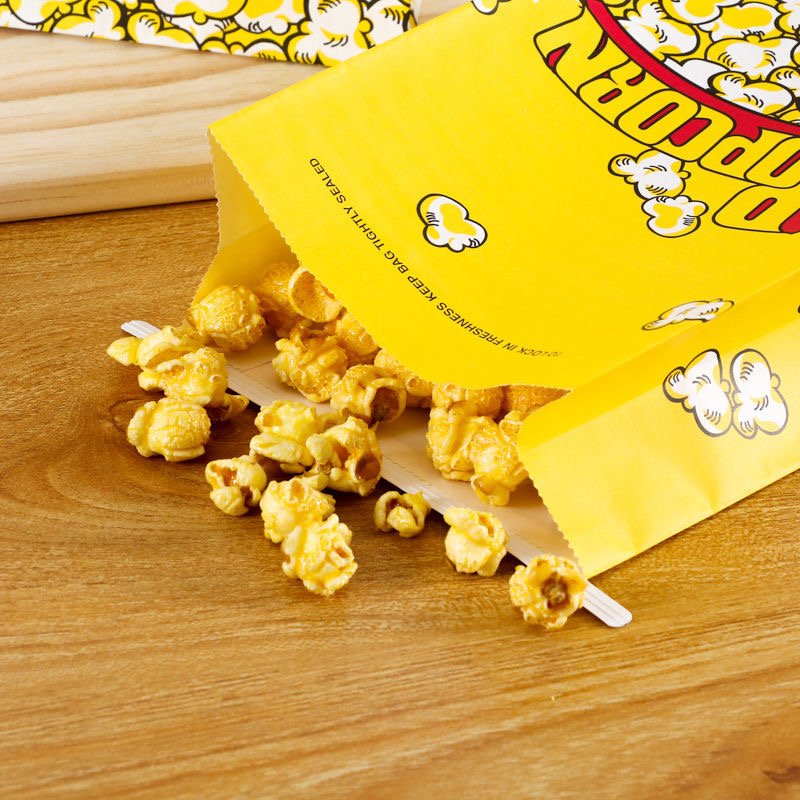 Wholesale Custom Greaseproof Paper Bread Coffee Popcorn Bag Tin Tie White Kraft Cotton Food Paper Bag Packaging With Window