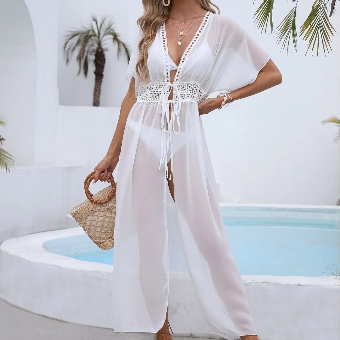 Women Swimwear Long Flowy Beachwear Sexy Open Front Beach Bikini Swimsuit Kimono Cardigan Cover Up