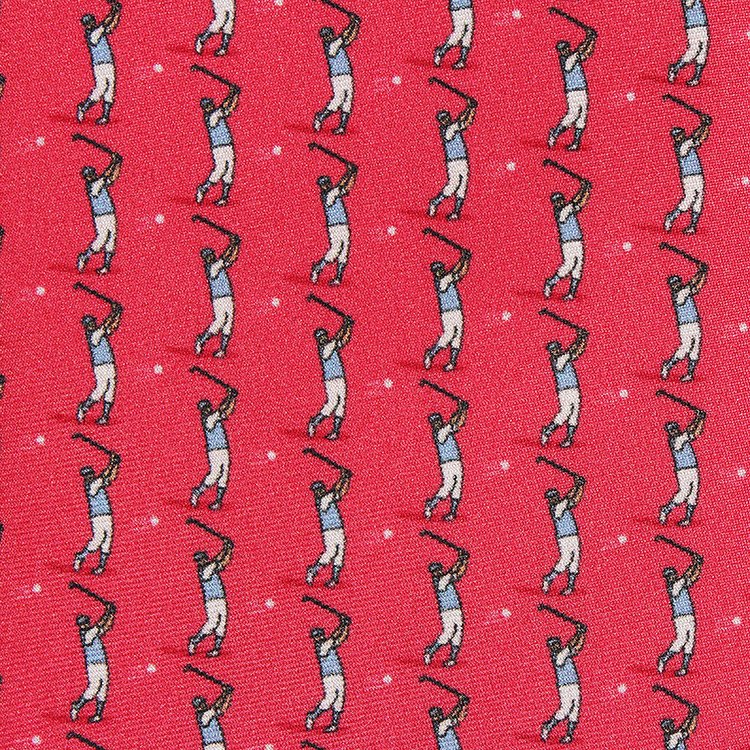 Dacheng Factory Customized Golf Man Pattern Printing Red Corbatas Silk Tie