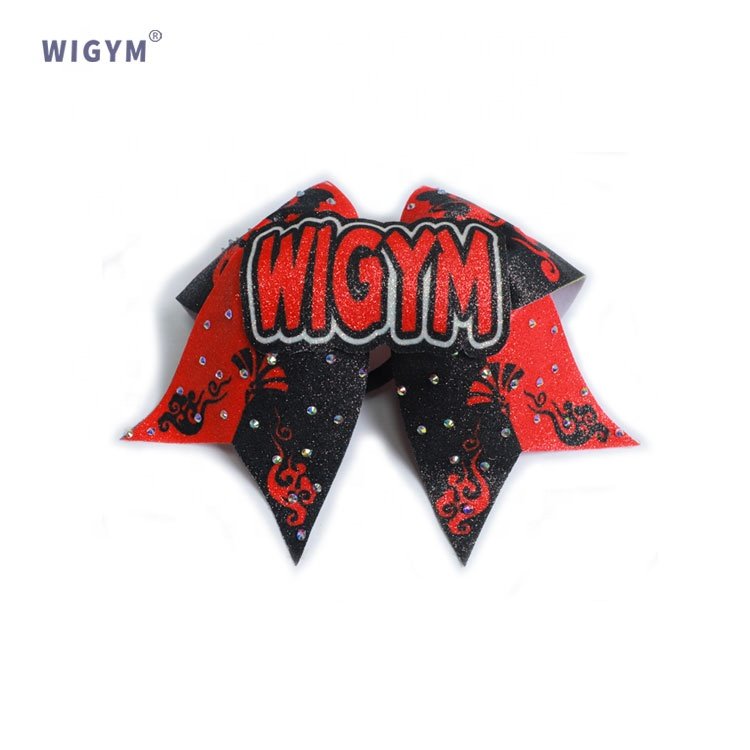 Wholesale customized sublimation cheers bow orange black and white cheerleading uniform bow refueling bow customization