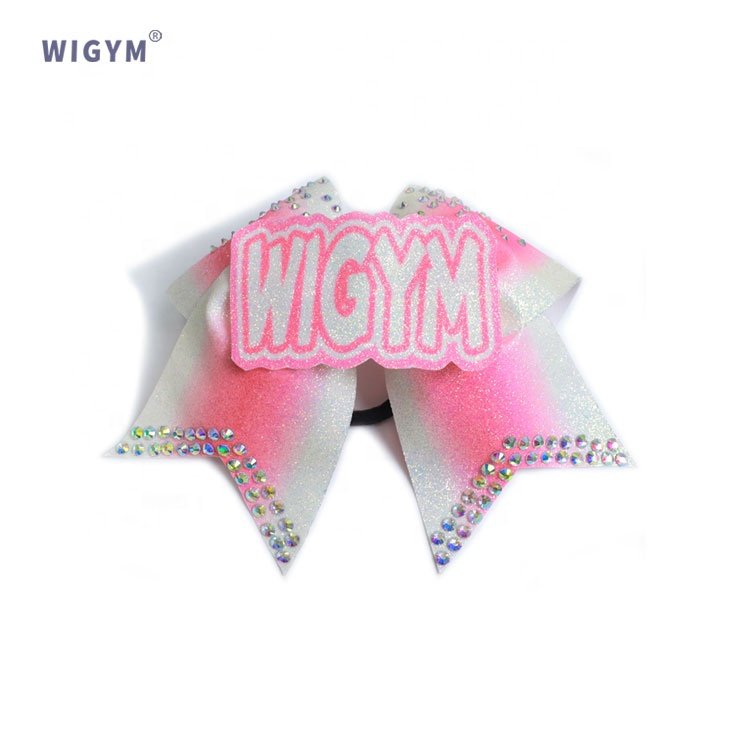 Wholesale customized sublimation cheers bow orange black and white cheerleading uniform bow refueling bow customization