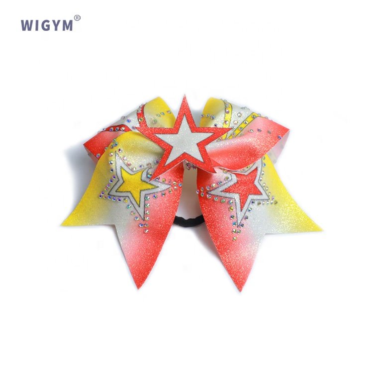 Wholesale customized sublimation cheers bow orange black and white cheerleading uniform bow refueling bow customization