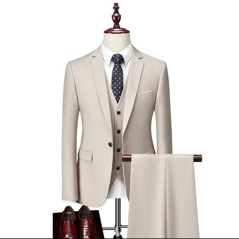 2023 OEM Men's Slim Fit 2 Piece Suit, One Button Solid Jacket Pants Set with Tie men's suits navy blue stripes