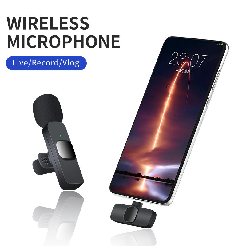 New 1 Drag 2 Microphone Lavalier 2.4GHz 2 in 1 Portable Mini Microphone Wireless Recording micro tie