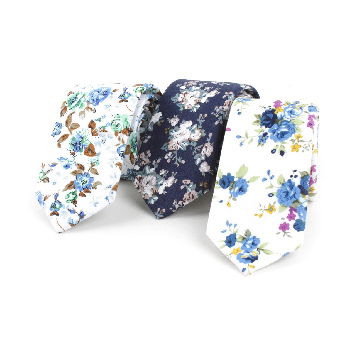 D1122 Men Casual Cotton 6cm Neck Tie Slim Necktie Wedding Party Floral Print Ties