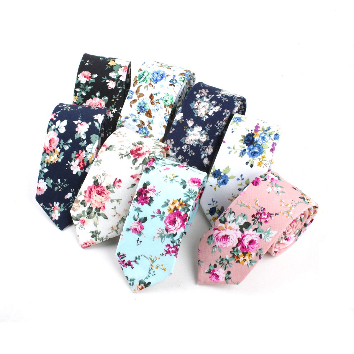 D1122 Men Casual Cotton 6cm Neck Tie Slim Necktie Wedding Party Floral Print Ties
