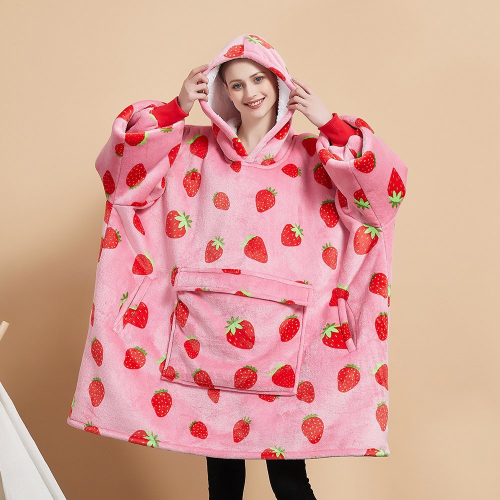 Home textile china hooded wearable sweatshirt customized tie dye flannel sherpa men oversize blanket hoodie