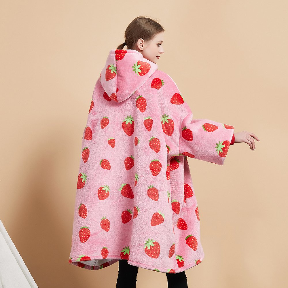 Home textile china hooded wearable sweatshirt customized tie dye flannel sherpa men oversize blanket hoodie