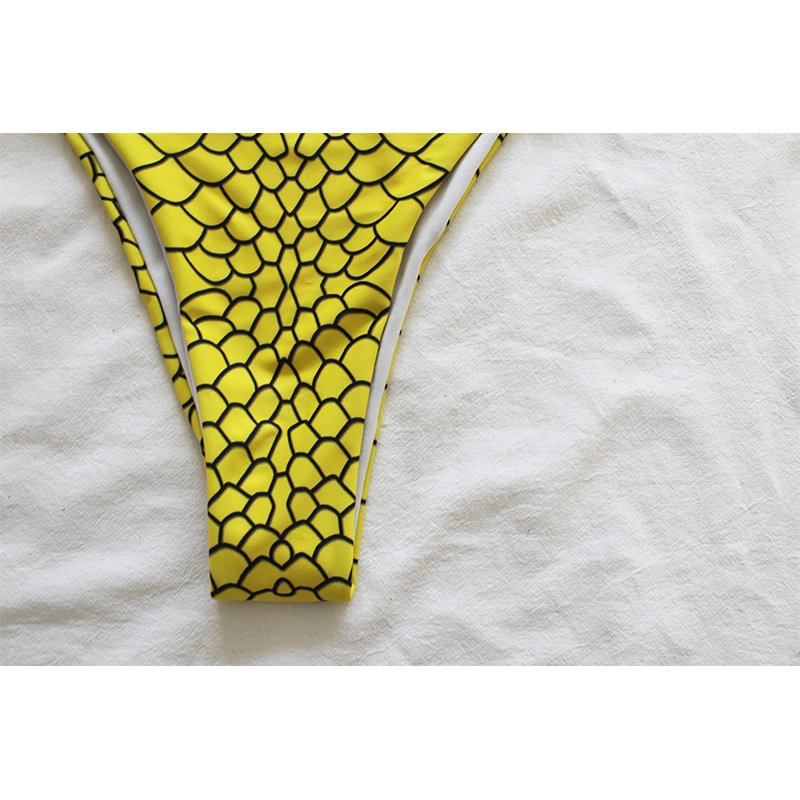 women bikini swimsuit new one-shoulder long-sleeved split swimsuit African snakeskin print fitness swimwear