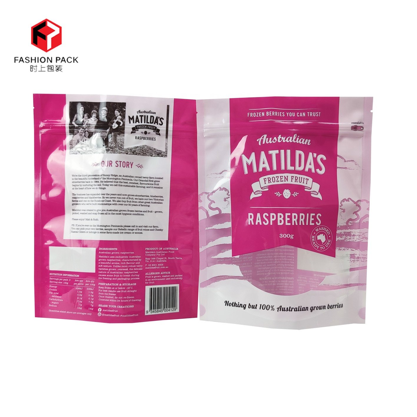 Custom printed dried fruit candies packing bag stand up transparent window mylar food bags with ziplock