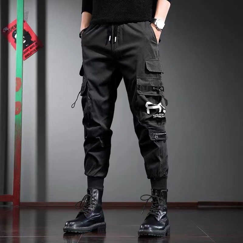 Overalls summer thin Korean version of the trend of all tie feet leisure sports boys nine-minute long pants