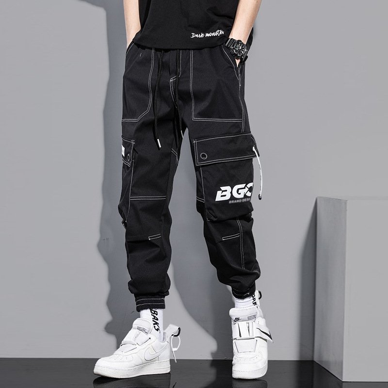Overalls summer thin Korean version of the trend of all tie feet leisure sports boys nine-minute long pants