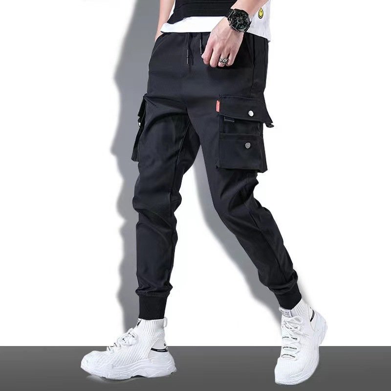 Overalls summer thin Korean version of the trend of all tie feet leisure sports boys nine-minute long pants