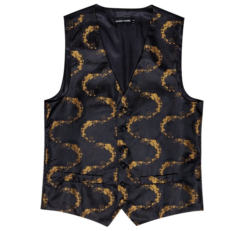 Custom Plus Size Mens Suit Vest Paisley Silk Jacquard Waistcoat Ties Set Formal/Leisure 5PCS