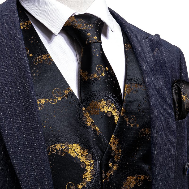 Custom Plus Size Mens Suit Vest Paisley Silk Jacquard Waistcoat Ties Set Formal/Leisure 5PCS