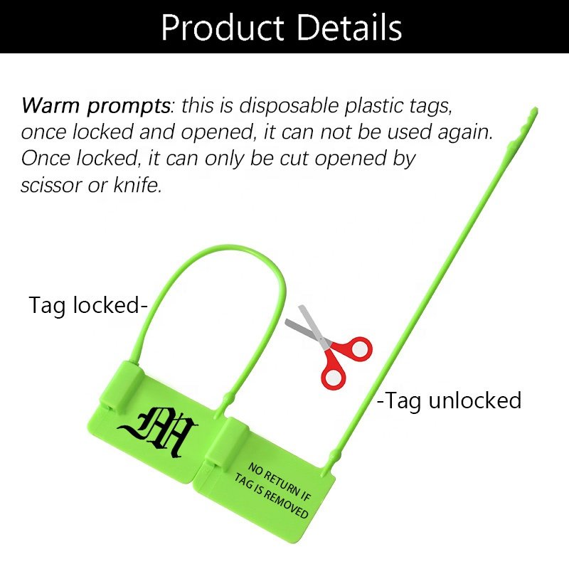 Personalised Custom Logo Seal Tag Zip Ties Label Plastic Security Lock Garment Hat T-Shirt Clothes Brand Hang Tags