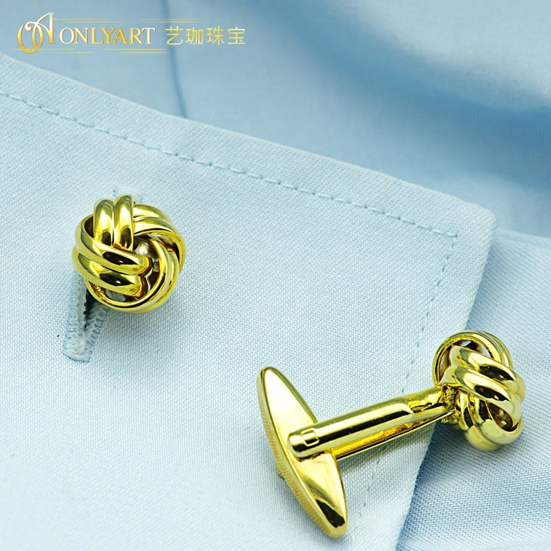 gold plated knot Metal Cufflink For Mens wholesale silk knot cufflinks gemelos personalizados cufflinks for men gold