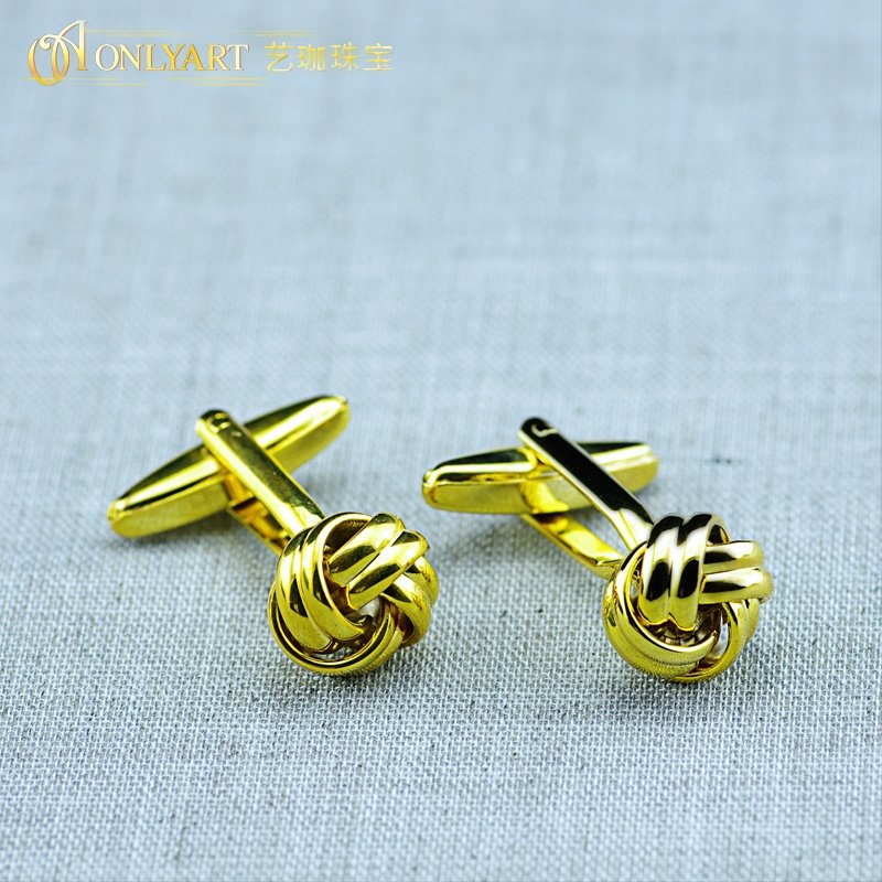 gold plated knot Metal Cufflink For Mens wholesale silk knot cufflinks gemelos personalizados cufflinks for men gold