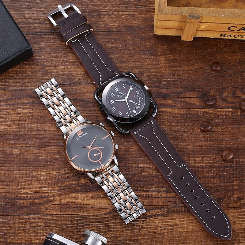 Black Luxury 7 Leather Sets Watch Wallet Perfume Box For Present Business Gift Men Gift Set