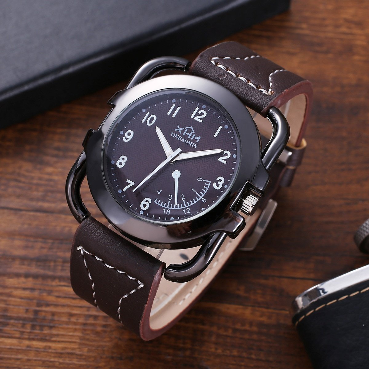 Black Luxury 7 Leather Sets Watch Wallet Perfume Box For Present Business Gift Men Gift Set