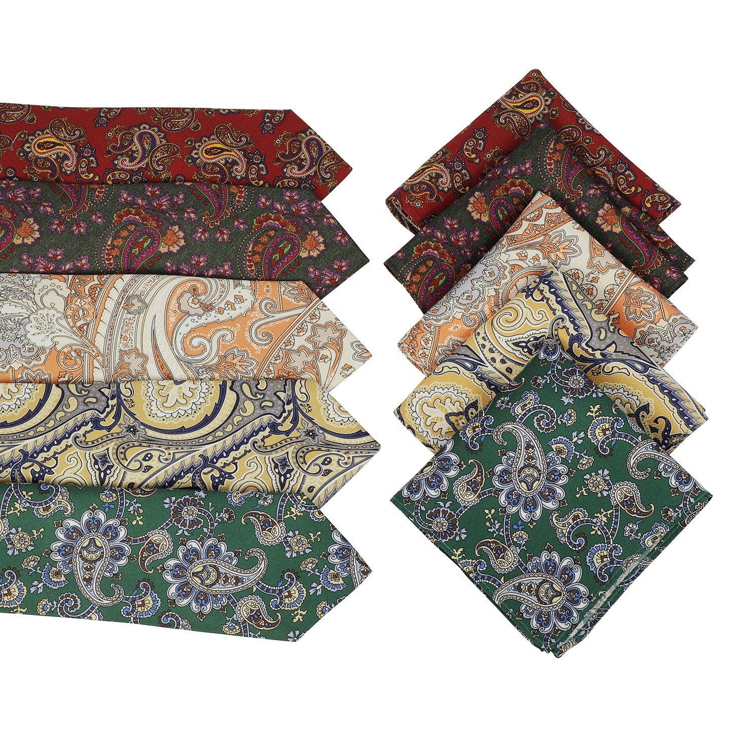 Custom New Style Design Hanky Handkerchief High Quality Soft and Necktie Polyester Set for Men