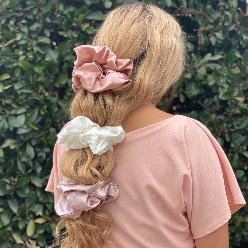 custom silk scrunchies with different color silk hair ties mulberry 100% pure silk scrunchies