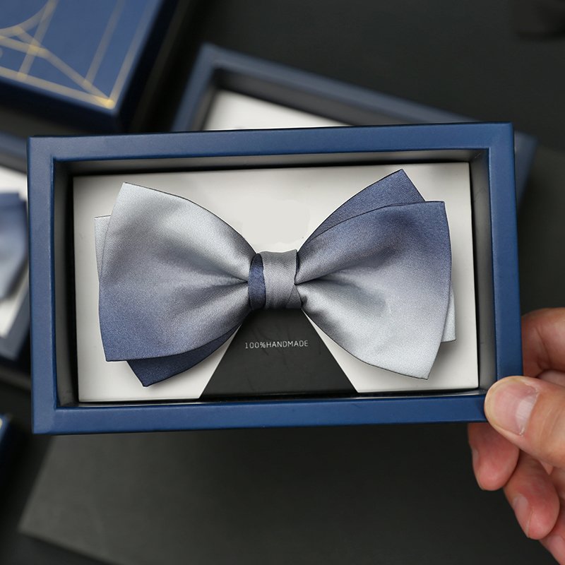 Men Bow Ties Pre-Tied Style Formal Satin Classic Bowtie for Tuxedo Faux Silk Double-layer gradient Bow Tie
