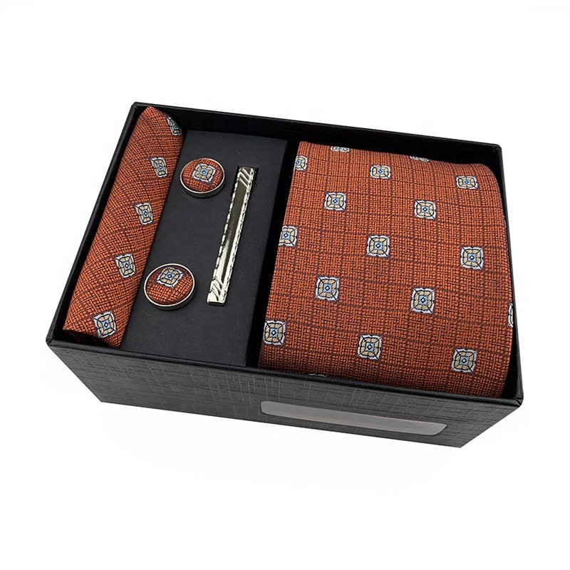 Wholesale popular toptan kravat fiyat tie clips types of neckties corbata regalo tie set, tie with pocket and cufflinks