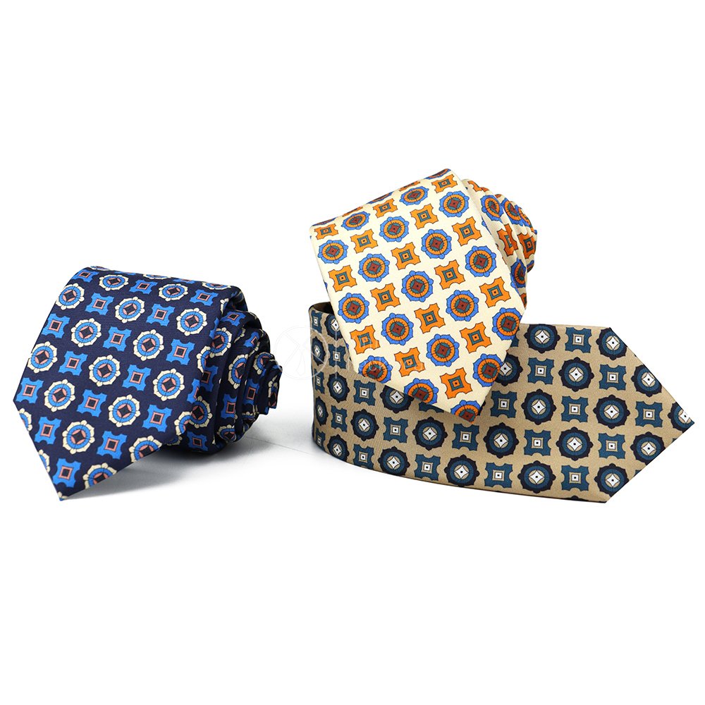 Wholesale Business 100% Silk Printed Necktie Series Custom Geometric Pattern Neck Tie 8CM for Men