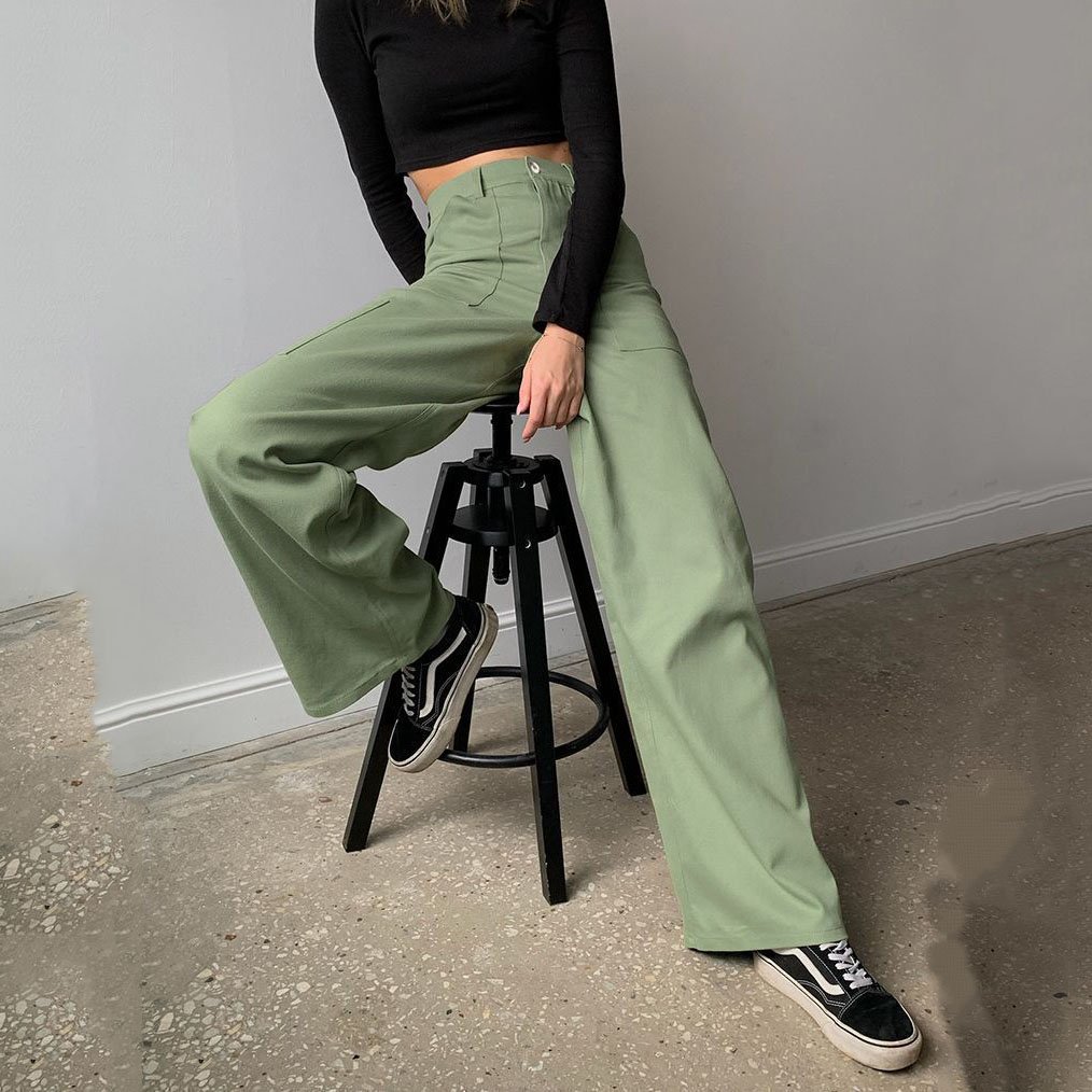 Custom Girl Drawstring Oversized Sweatpants Loose Cargo Stack Trousers , Baggy Parachute Pants for Streetwear Fashion/