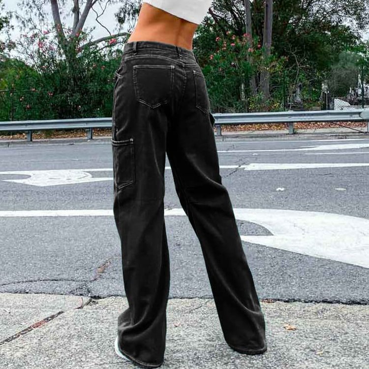 Custom OEM Manufacturer Vintage Pockets High Waist Streetwear baggy Casual ladies Long parachute Cargo Pant for women Trousers