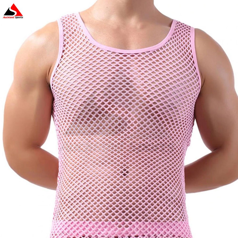 Men's New Arrival Net Type Customized Male Solid Singlet Breathable Vest O-neck Sleeveless Slim Fit Tank Vest Gym Singlet