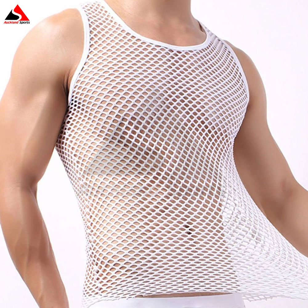 Men's New Arrival Net Type Customized Male Solid Singlet Breathable Vest O-neck Sleeveless Slim Fit Tank Vest Gym Singlet