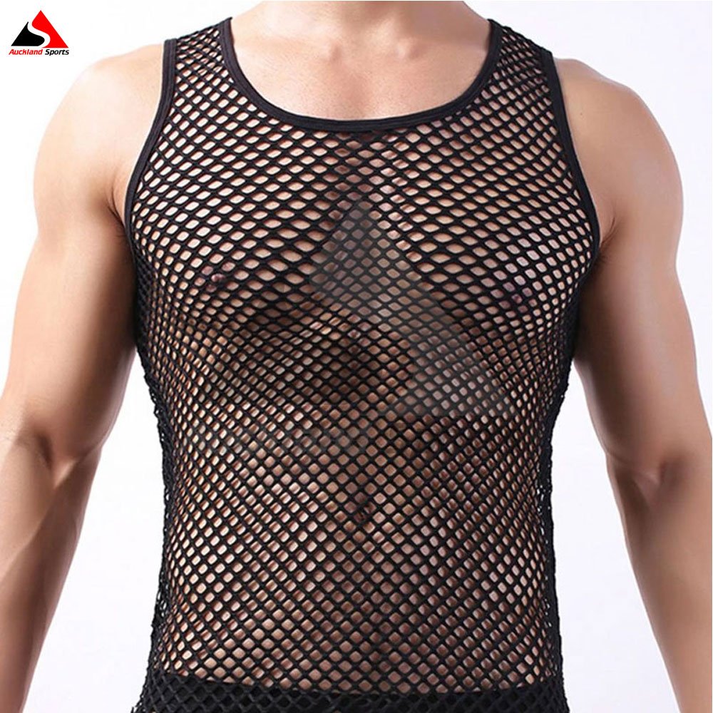 Men's New Arrival Net Type Customized Male Solid Singlet Breathable Vest O-neck Sleeveless Slim Fit Tank Vest Gym Singlet