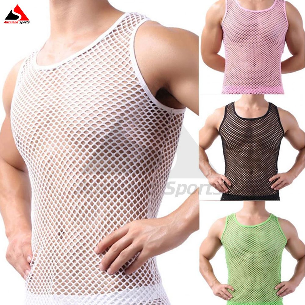 Men's New Arrival Net Type Customized Male Solid Singlet Breathable Vest O-neck Sleeveless Slim Fit Tank Vest Gym Singlet