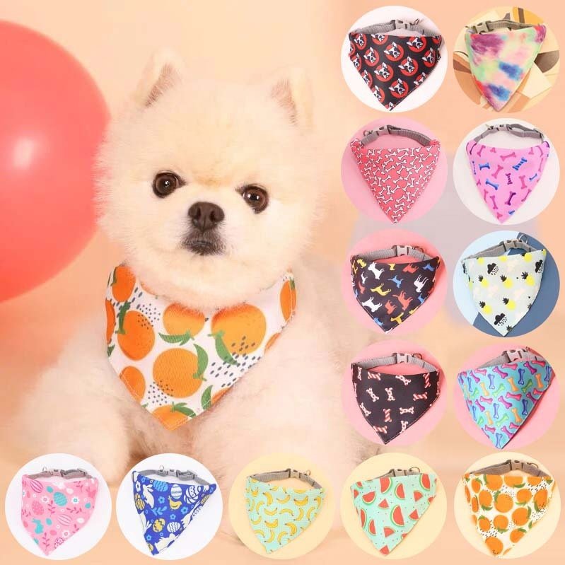 Pet Dog Neck Scarf Adjustable Pet Buckle Triangle Scarf Bandana Neckerchief For Small Cat Bandana