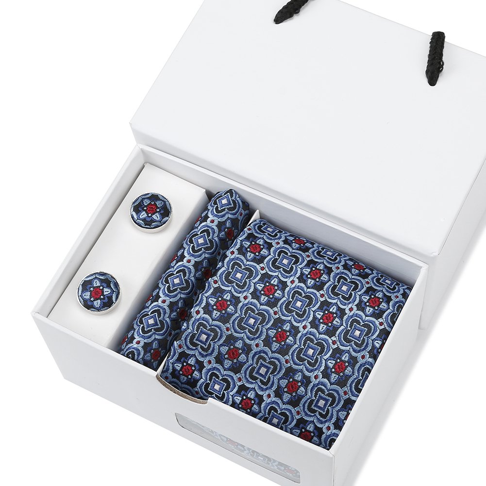Wholesale Business Tie And Hanky Cuff Links Sets Floral Paisley Men Necktie Set Gift Box