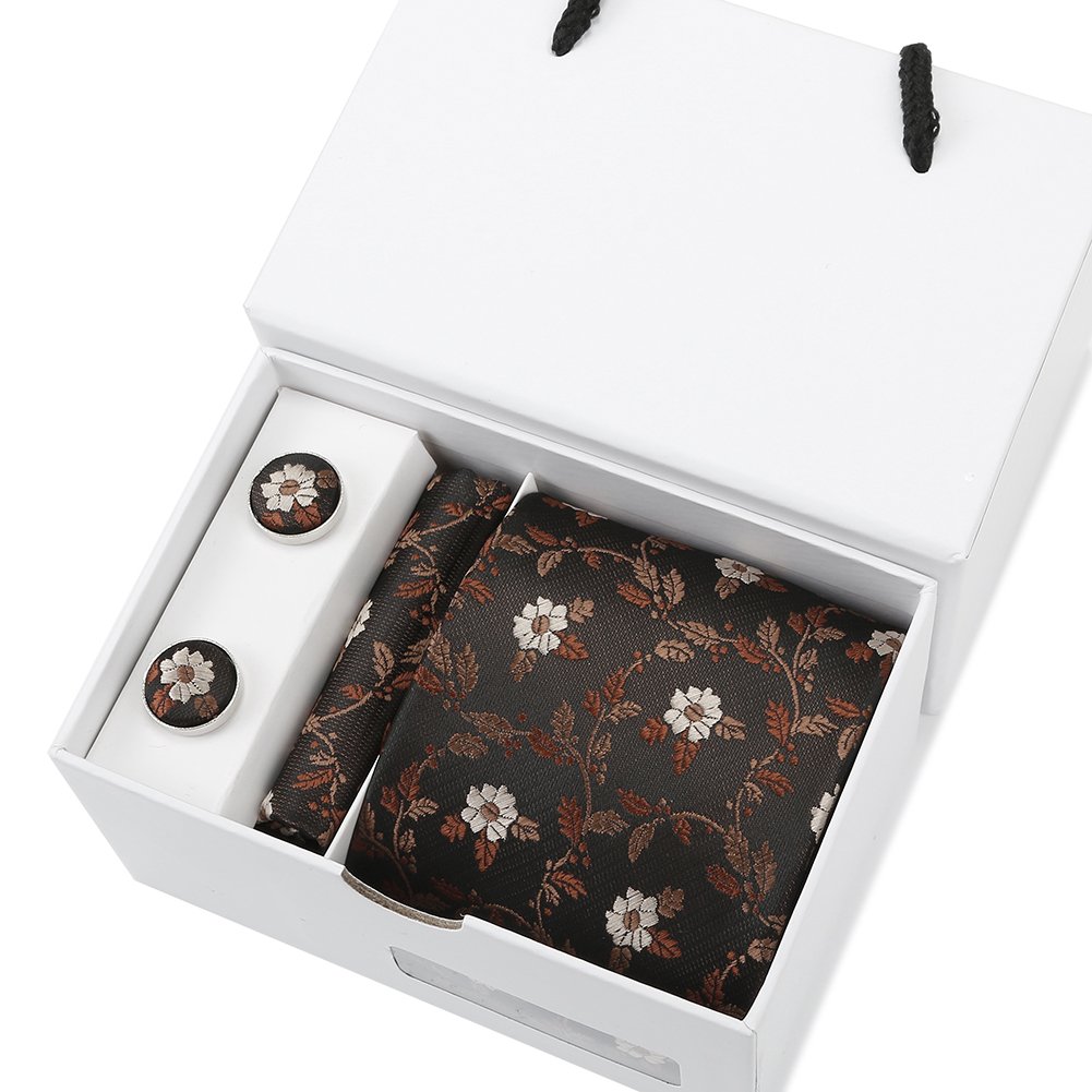 Wholesale Business Tie And Hanky Cuff Links Sets Floral Paisley Men Necktie Set Gift Box