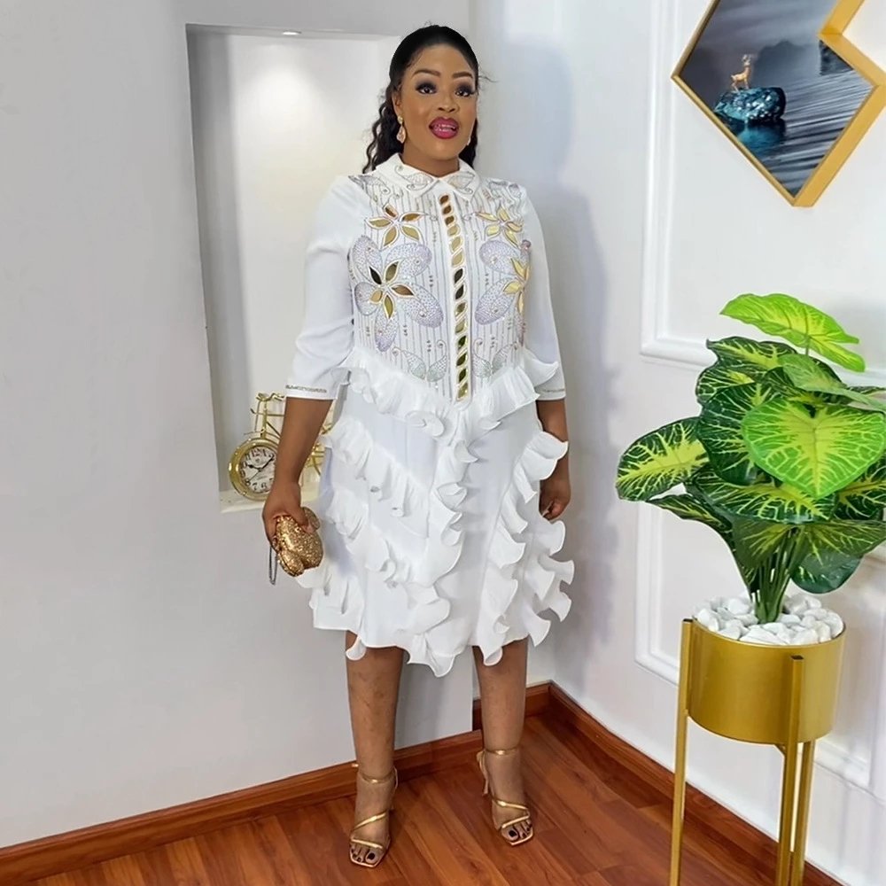 Summer Elegant African Party Dresses for Women Traditional Dashiki Africa Clothing Crystal Ankara Wedding Evening Gown 2022