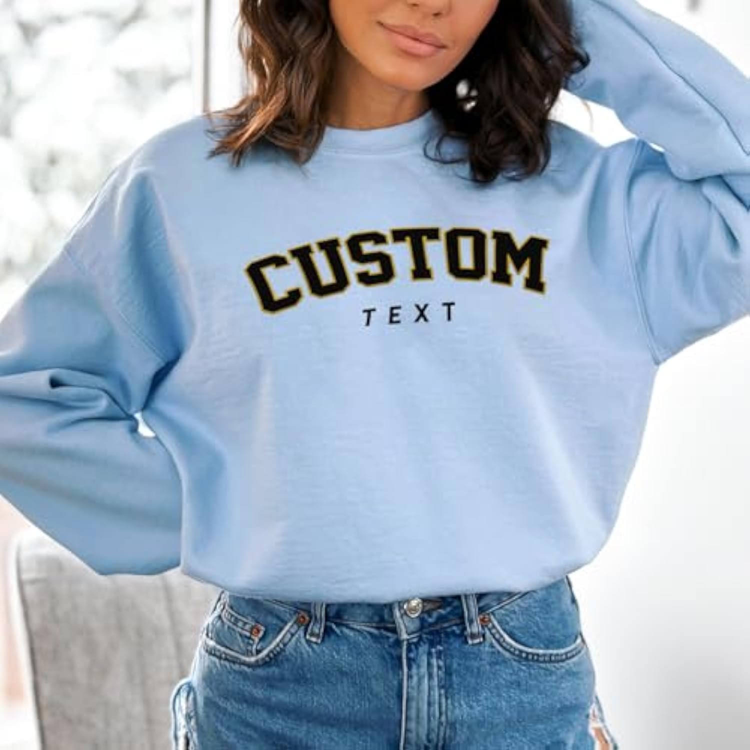 Premium Customized Custom Text Embroidered Sweatshirt, Perfect Personalized Gifts For Women, Soft Custom Hoodies Unisex