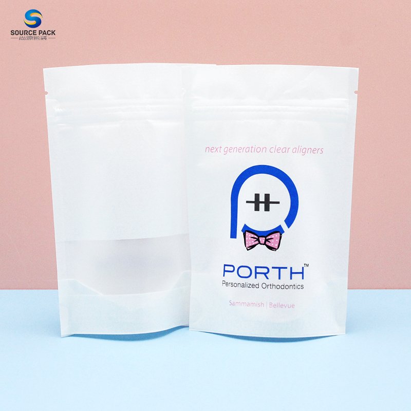 Eco PLA Compostable Stand Up pouch Craft Brown Bag Custom Logo Biodegradable kraft Ziplock Food Packaging Paper Bags with Window