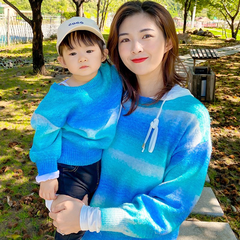 Wholesale all kinds of family matching Sweater Tie Dye Knit Sweater for Men Women Girls Boys winter Sweaters