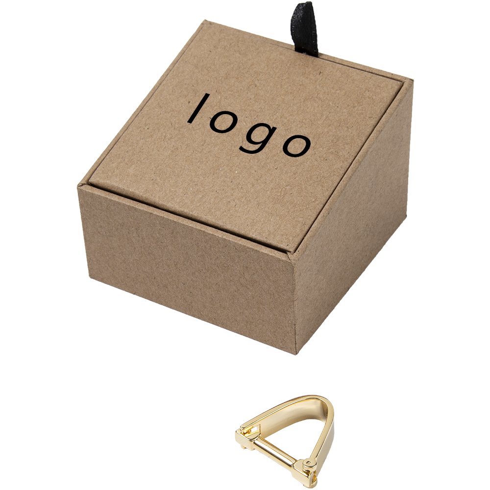 Brass Gold Cufflink Set with Wood Kraft and Light Blue Box Earring Style for Men's Cuff Link for Special Occasions