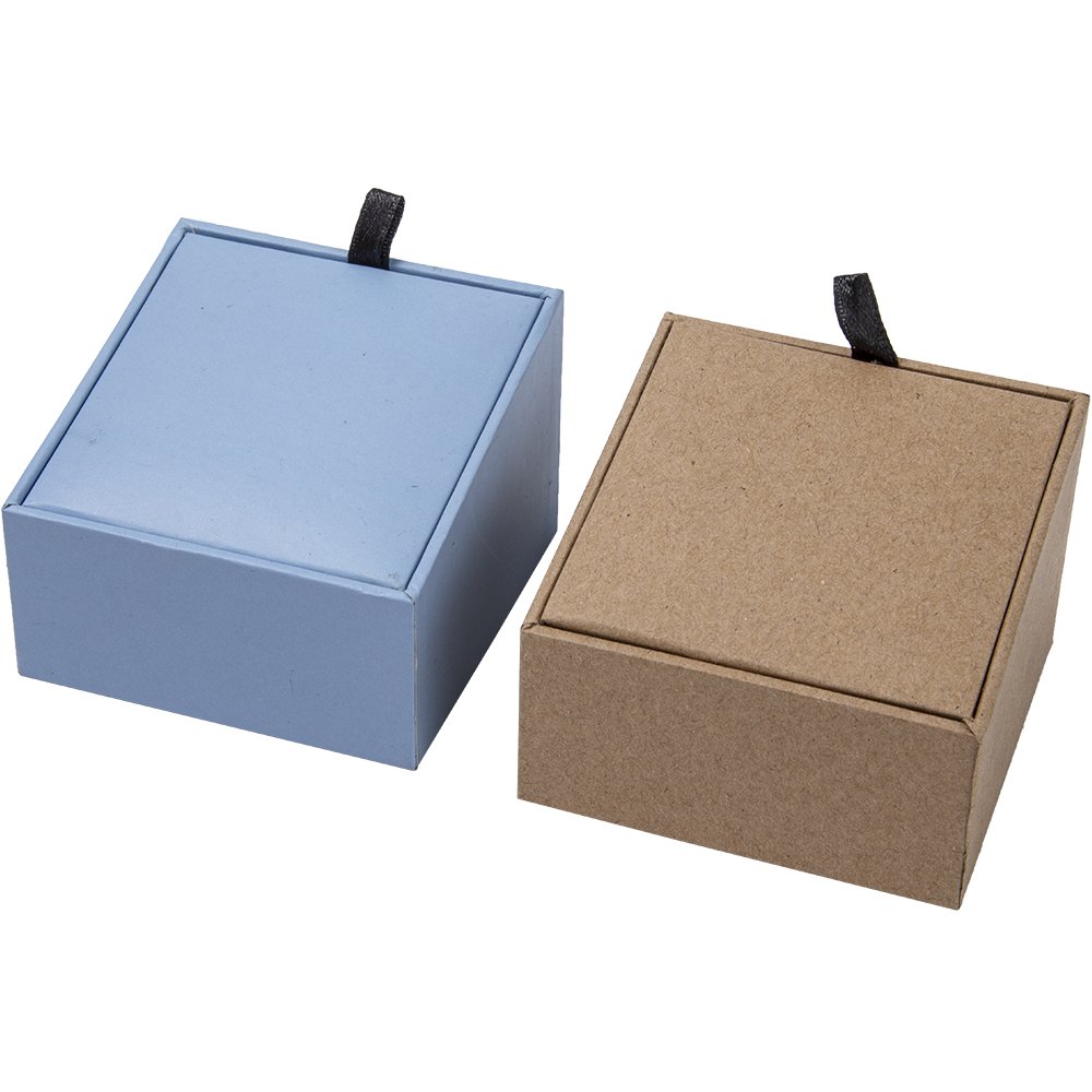 Brass Gold Cufflink Set with Wood Kraft and Light Blue Box Earring Style for Men's Cuff Link for Special Occasions