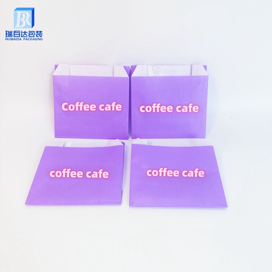 Custom Logo White food Grade Grease Sandwich Coated Wax Lined Paper Bags For Bakery Cookies Snacks French Fries