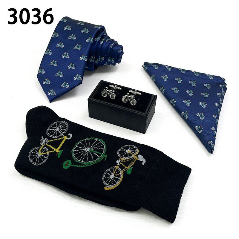 Custom men tie and socks set corbatas y accesorios matching sock and tie cufflink pocket square neckties for men fashion